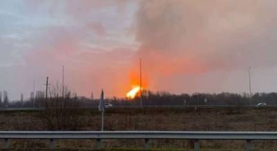 На Украине под Полтавой после взрыва загорелся газопровод