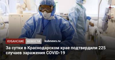 За сутки в Краснодарском крае подтвердили 225 случаев заражения COVID-19