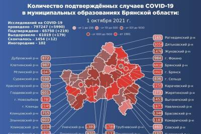 В Брянской области заразились коронавирусом еще 219 человек