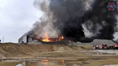 Появились кадры крупного пожара на складе в Новой Москве