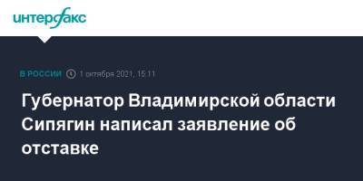 Губернатор Владимирской области Сипягин написал заявление об отставке