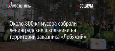Около 800 кг мусора собрали ленинградские школьники на территории заказника «Лебяжий»