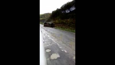 На Чеховском перевале опрокинулся автомобиль