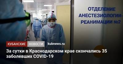 За сутки в Краснодарском крае скончались 35 заболевших COVID-19