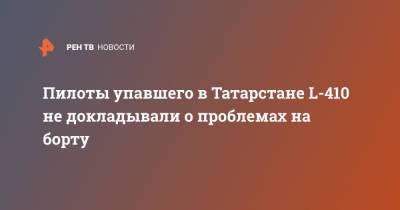 Пилоты упавшего в Татарстане L-410 не докладывали о проблемах на борту - ren.tv - респ. Татарстан