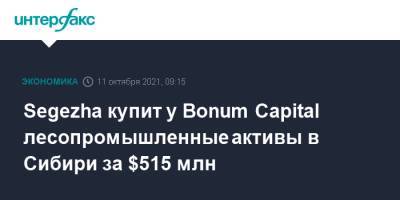 Segezha купит у Bonum Capital лесопромышленные активы в Сибири за $515 млн