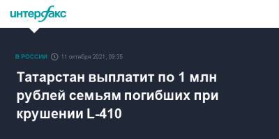 Татарстан выплатит по 1 млн рублей семьям погибших при крушении L-410