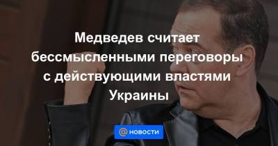 Медведев считает бессмысленными переговоры с действующими властями Украины