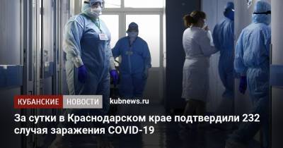 За сутки в Краснодарском крае подтвердили 232 случая заражения COVID-19