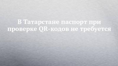В Татарстане паспорт при проверке QR-кодов не требуется