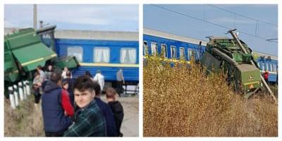 ЧП с поездом "Укрзализныци": многотонная машина протаранила вагон, кадры с места