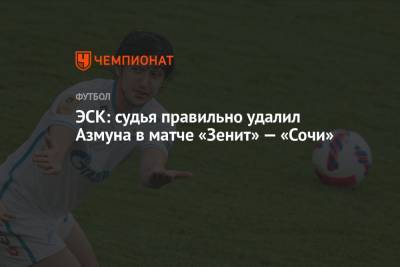 ЭСК: судья правильно удалил Азмуна в матче «Зенит» — «Сочи»