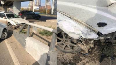 Пожилой автомобилист врезался в иномарку под Северным мостом в Воронеже