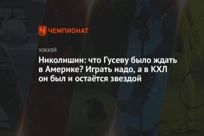 Николишин: что Гусеву было ждать в Америке? Играть надо, а в КХЛ он был и остаётся звездой