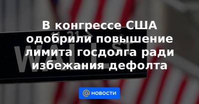 В конгрессе США одобрили повышение лимита госдолга ради избежания дефолта