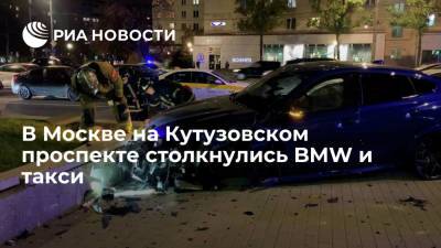ДТП с участием BMW X6 и такси произошло на Кутузовском проспекте недалеко от дома номер 4