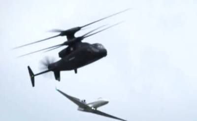 В Сети показали совместный полет вертолета Defiant X и реактивного самолета (ВИДЕО)