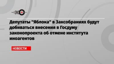 Депутаты «Яблока» в Заксобраниях будут добиваться внесения в Госдуму законопроекта об отмене института иноагентов