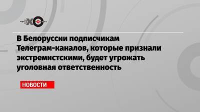 В Белоруссии подписчикам Телеграм-каналов, которые признали экстремистскими, будет угрожать уголовная ответственность