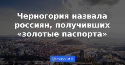 Черногория назвала россиян, получивших «золотые паспорта»