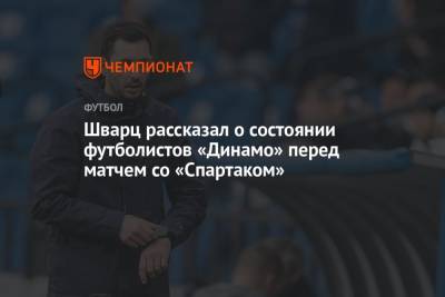 Шварц рассказал о состоянии футболистов «Динамо» перед матчем со «Спартаком»