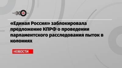 «Единая Россия» заблокировала предложение КПРФ о проведении парламентского расследования пыток в колониях