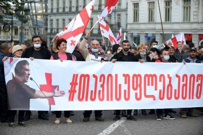 Сторонники Саакашвили устроили многотысячную акцию протеста в Тбилиси