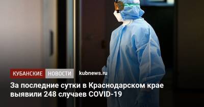 За последние сутки в Краснодарском крае выявили 248 случаев COVID-19