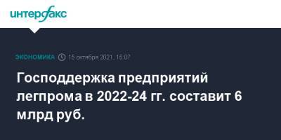 Господдержка предприятий легпрома в 2022-24 гг. составит 6 млрд руб.