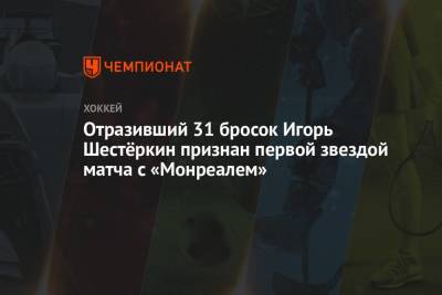 Отразивший 31 бросок Игорь Шестёркин признан первой звездой матча с «Монреалем»
