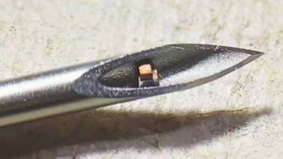 Самый маленький микрочип в мире поместили внутри иглы для инъекций (фото)