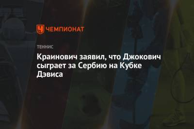 Краинович заявил, что Джокович сыграет за Сербию на Кубке Дэвиса