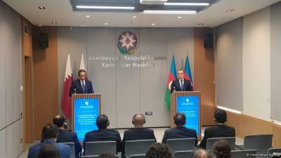 Состоялась пресс-конференция глав МИД Азербайджана и Катара (ФОТО)