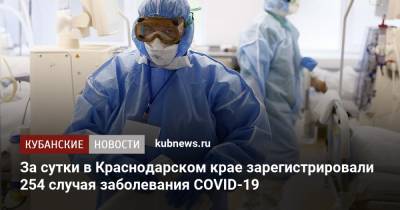 За сутки в Краснодарском крае зарегистрировали 254 случая заболевания COVID-19