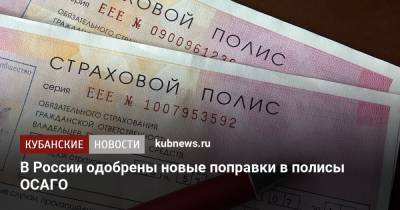 В России одобрены новые поправки в полисы ОСАГО