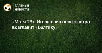 «Матч ТВ»: Игнашевич послезавтра возглавит «Балтику»