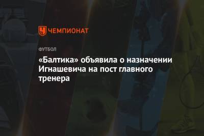 «Балтика» объявила о назначении Игнашевича на пост главного тренера
