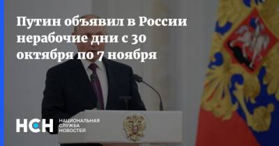 Путин объявил в России нерабочие дни с 30 октября по 7 ноября