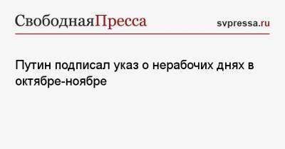 Путин подписал указ о нерабочих днях в октябре-ноябре