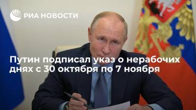 Путин поддержал решение объявить нерабочими дни с 30 октября по 7 ноября