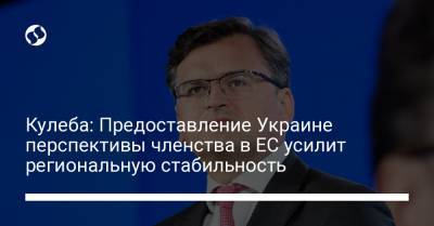 Кулеба: Предоставление Украине перспективы членства в ЕС усилит региональную стабильность