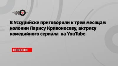 В Уссурийске приговорили к трем месяцам колонии Ларису Кривоносову, актрису комедийного сериала на YouTubе