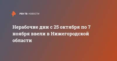 Нерабочие дни с 25 октября по 7 ноября ввели в Нижегородской области
