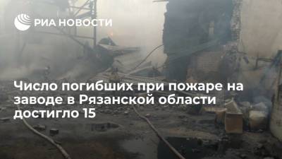 Число погибших при взрыве и пожаре на заводе в Рязанской области достигло 15