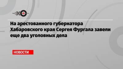 На арестованного губернатора Хабаровского края Сергея Фургала завели еще два уголовных дела