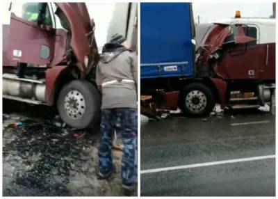 Фура с отказавшими тормозами протаранила грузовик под Новосибирском