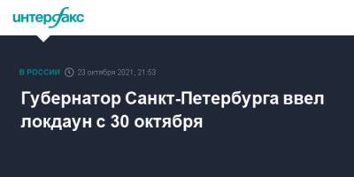 Губернатор Санкт-Петербурга ввел локдаун с 30 октября