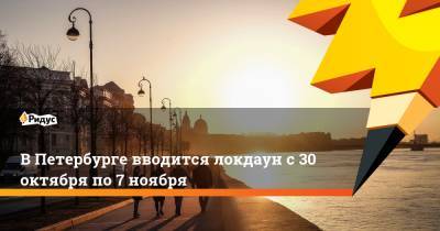 В Петербурге вводится локдаун с 30 октября по 7 ноября