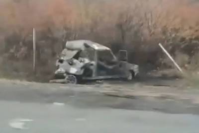 В Воронежской области ВАЗ сгорел в аварии с большегрузом