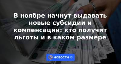 В ноябре начнут выдавать новые субсидии и компенсации: кто получит льготы и в каком размере